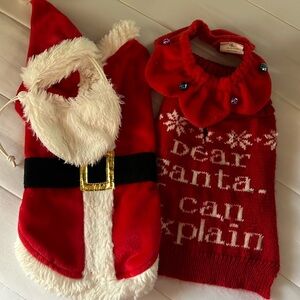 Christmas sweater, Santa suit and neckwear for small dog